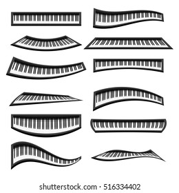 Vector Musical Piano Keyboards Isolated on White Background
