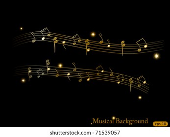 Vector musical shiny gold background