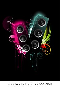 diseño de altavoces musicales vectoriales con fondo artístico