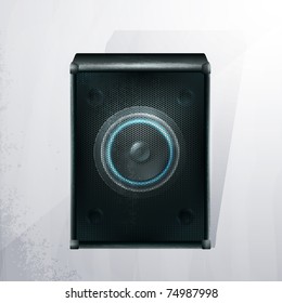Vector musical speaker icon on a gray background. EPS10