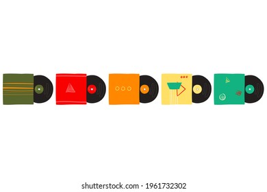 vector musical vinyl colored record in retro style