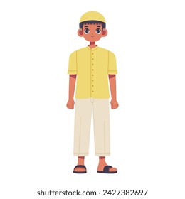 Vector Muslim Boy Cartoon Ramadan Illustration Isolated