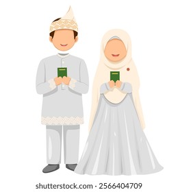 Vector Muslim bride and groom, for wedding invitation