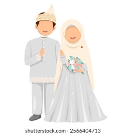 Vector Muslim bride and groom, for wedding invitation