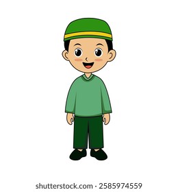 Vector muslim child white background