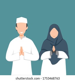 vector de pareja musulmana, bueno para diseño de plantilla, afiche, avatar, postal, etc