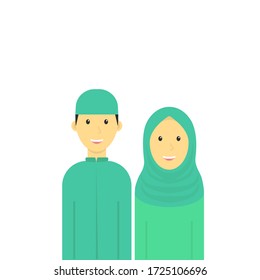 Vector of muslim family. Happy Muslim family