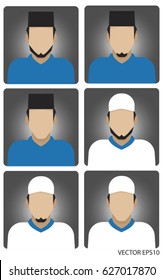 Vector of Muslim man avatar icon set 