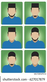 Vector of Muslim man avatar icon set 