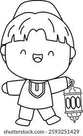 a vector of a Muslim man in black and white coloring