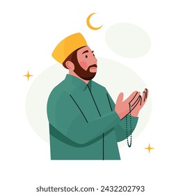 Vector of Muslim man is praying after prayer