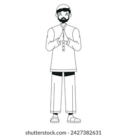 Ilustración aislada de Ramadán de dibujos animados de hombre musulmán