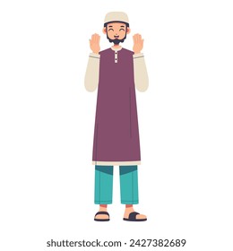 Ilustración aislada de Ramadán de dibujos animados de hombre musulmán