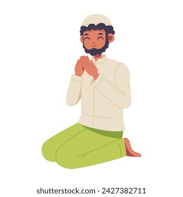 Ilustración aislada de Ramadán de dibujos animados de hombre musulmán