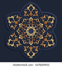 Vector muslim mosaic, persian motif. Mosque decoration element. Islamic geometric pattern.