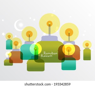 Vector Muslim Oil Lamp Graphics. Translation: Ramadan Kareem - May Generosity Bless You During The Holy Month.