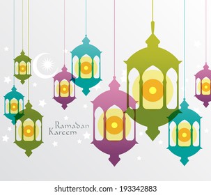 Vector Muslim Oil Lamp Graphics. Translation: Ramadan Kareem - May Generosity Bless You During The Holy Month.