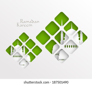 Vector Muslim Paper Graphics. Translation: Ramadan Kareem - May Generosity Bless You During The Holy Month.