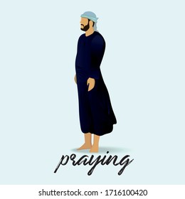 vector muslim pilgrimage stand up people flat illustration