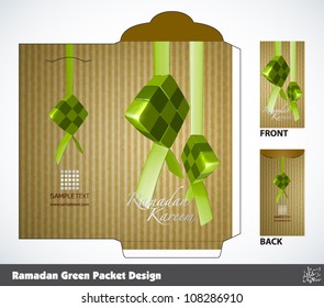 Vector Muslim Ramadan Money Packet Design Translation: Peaceful Celebration of Eid ul-Fitr, The Muslim Festival that Marks The End of Ramadan.