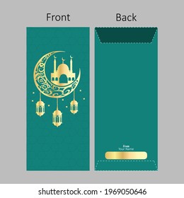 Vector Muslim Ramadan Money Packet Design Translation: Peaceful Celebration of Eid ul-Fitr, The Muslim Festival that Marks The End of Ramadan.