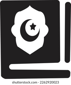 símbolo de vector musulmán edición ramadán del quran con luna creciente y decoración de estrella pequeña en el centro
