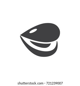 Vector mussel. Seafood icon on the white background