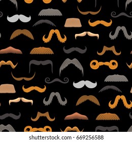 Vector mustache beard face haircut silhouette isolated seamless pattern vector background