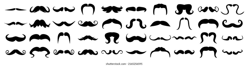 Vector mustache collection. Barbershop sign set. Isolated on white.