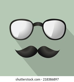 Vector Mustache and Glasses Icon 