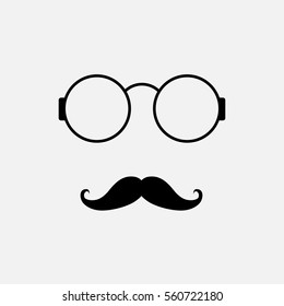 Vector Mustache with  Glasses Icon on white background