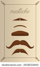 Vector mustache hairstyles for men's barbershop
