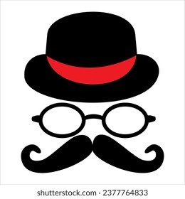 vector of vector of mustache hat is good for design reference