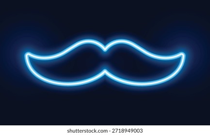 Ícone de bigode vetorial com plano de fundo estilo néon