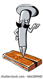 vector mustache nail hammered into the Board