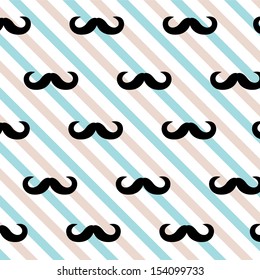 Vector Mustache Pattern On Line Background