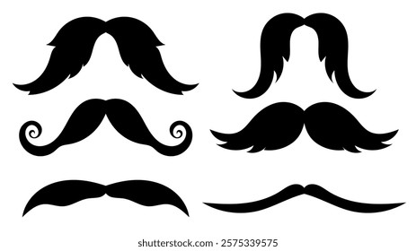 Vector mustache shapes set isolated on white background, Flat Modern design, illustration Vector EPS 10 