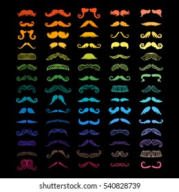 Vector mustache silhouette isolated