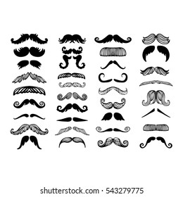 Vector mustache silhouette isolated