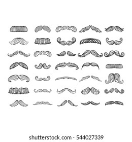 Vector mustache silhouette isolated