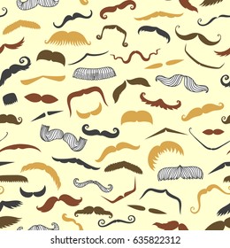 Vector mustache silhouette isolated seamless pattern