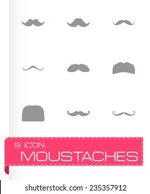 Vector mustaches icon set on grey background
