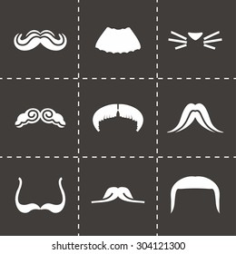 Vector Mustaches icon set on black background