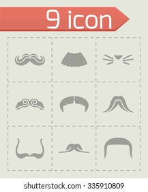 Vector Mustaches icon set on grey background