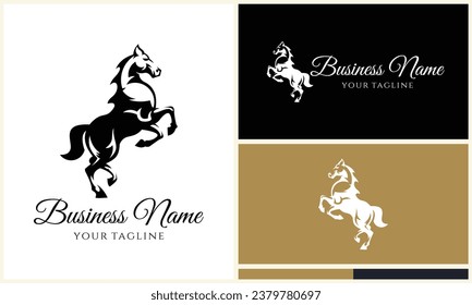 plantilla de logotipo de caballo de mustang vectorial