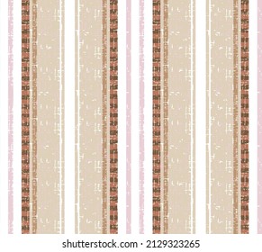 Vector mustard beige, cream, pink,white colored modern retro vertical stripes on natural linen textures background with vintage,Modern abstract background. graphic background with stripes