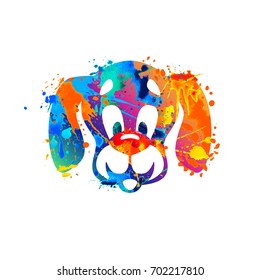 Vector muzzle of dog. Watercolor splash paint