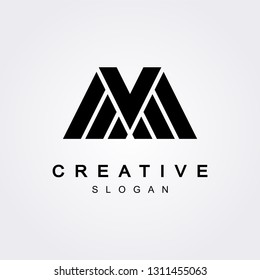 Vector MV M V letter logo with bold shapes and luxury icon.