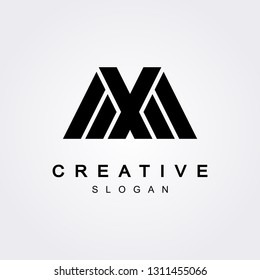 Vector MX M X letter logo with bold shapes and luxury icon.