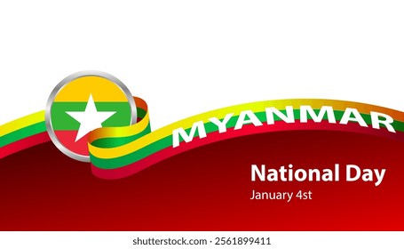 Vector Myanmar independence day banner